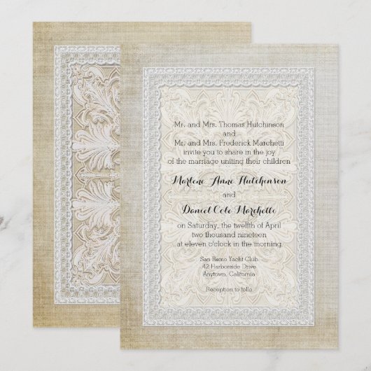 Rustic Lace w Aged Linen country legance Kaart (Voorkant / Achterkant)