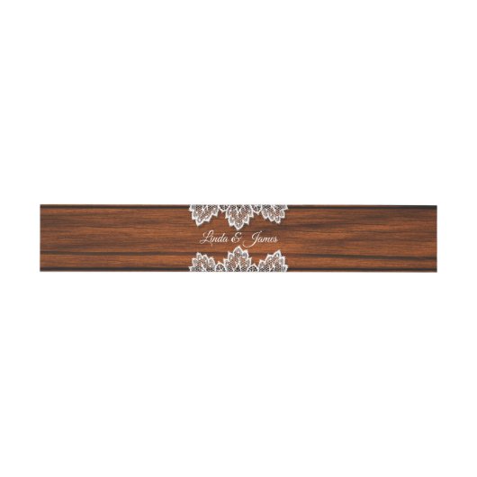 Rustic Lace Wedding Belly Band Uitnodigingen Wikkel (Vlak)