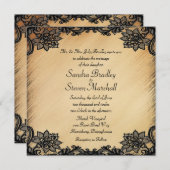 Rustic Lace Wedding Invitation Kaart (Voorkant / Achterkant)
