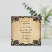 Rustic Lace Wedding Invitation Kaart (Staand voorkant)