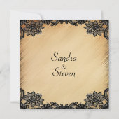 Rustic Lace Wedding Invitation Kaart (Achterkant)