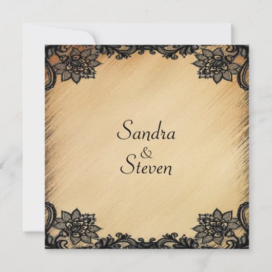 Rustic Lace Wedding Invitation Kaart (Achterkant)