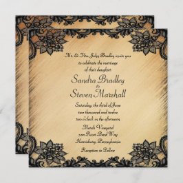 Rustic Lace Wedding Invitation Kaart