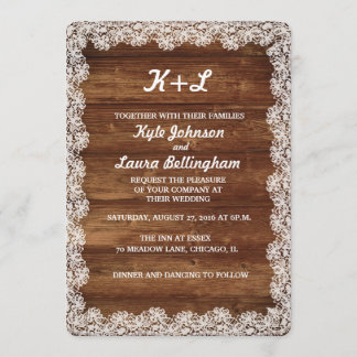 RUSTIC LACE WEDDING INVITATION KAART