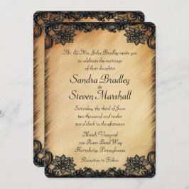 Rustic Lace Wedding Invitation Kaart