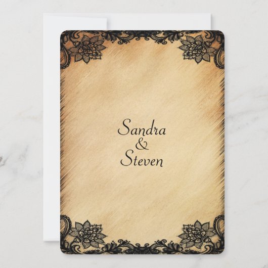 Rustic Lace Wedding Invitation Kaart (Achterkant)