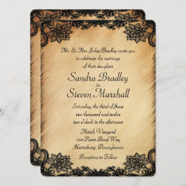 Rustic Lace Wedding Invitation Kaart