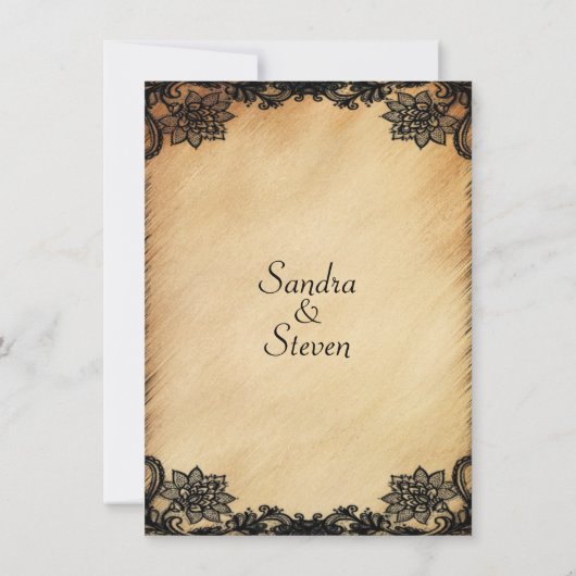 Rustic Lace Wedding Invitation Kaart (Achterkant)