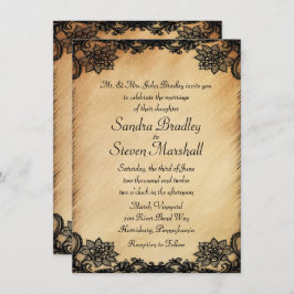 Rustic Lace Wedding Invitation Kaart