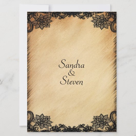 Rustic Lace Wedding Invitation Kaart (Achterkant)