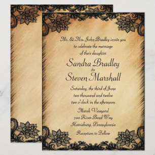 Rustic Lace Wedding Invitation Kaart