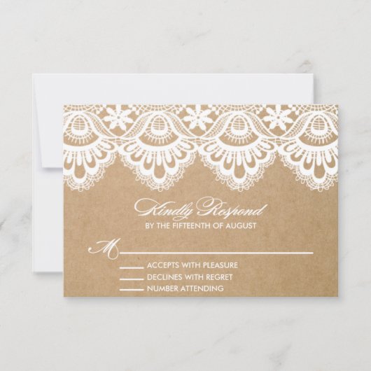 RUSTIC LACE | WEDDING RSVP ENCLOSURE CARD (Voorkant)