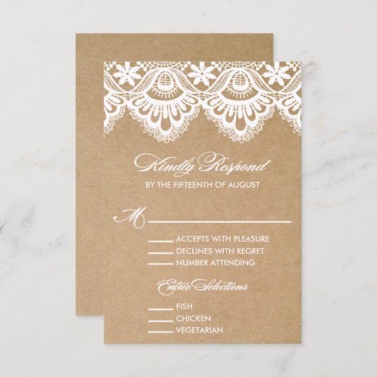 RUSTIC LACE | WEDDING RSVP ENCLOSURE CARD 2 (Voorkant / Achterkant)