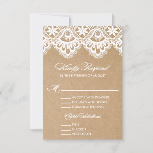 RUSTIC LACE | WEDDING RSVP ENCLOSURE CARD 2 KAARTJE (Voorkant)