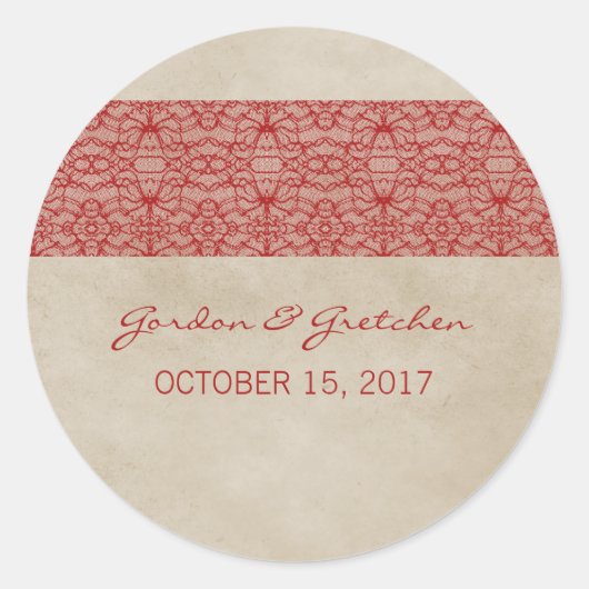 Rustic Lace Wedding Stickers (Voorkant)