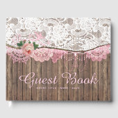 Rustic Lace Wood Baby shower bruiloft gastenboek (Voorkant)