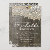 Rustic Lace Wood Baby shower Uitnodiging (Voorkant / Achterkant)