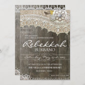 Rustic Lace Wood Bridal Shower Kaart (Voorkant / Achterkant)