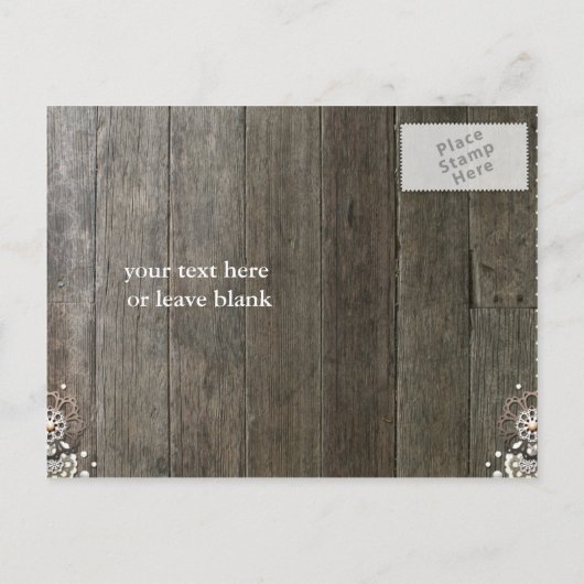 Rustic Lace Wood Save the Date Briefkaarten (Achterkant)