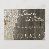 Rustic Lace Wood Save the Date Briefkaarten (Voorkant)