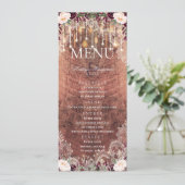 Rustic Lace Wood & String Lights Wedding Menu (Staand voorkant)