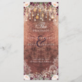 Rustic Lace Wood String Lights Wedding Programme Programmakaart (Voorkant)