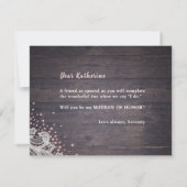 Rustic lace wood zou je mijn matron van eer zijn. kaart (Achterkant)