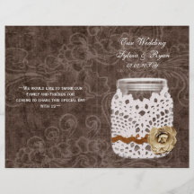 Rustic Lace Wrapped Mason Jar Wedding