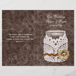 Rustic Lace Wrapped Mason Jar Wedding