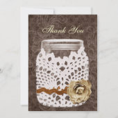 Rustic Lace Wrapped Mason Jar Wedding Bedankkaart (Voorkant)