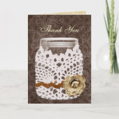 Rustic Lace Wrapped Mason Jar Wedding Bedankkaart (Voorkant)
