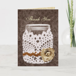 Rustic Lace Wrapped Mason Jar Wedding Bedankkaart