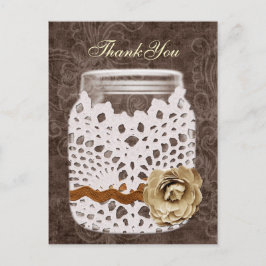 Rustic Lace Wrapped Mason Jar Wedding Briefkaart