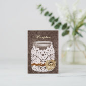 Rustic Lace Wrapped Mason Jar Wedding Informatiekaartje (Staand voorkant)