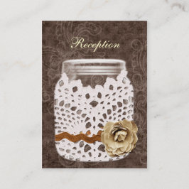 Rustic Lace Wrapped Mason Jar Wedding Informatiekaartje