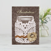 Rustic Lace Wrapped Mason Jar Wedding Kaart (Staand voorkant)