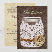 Rustic Lace Wrapped Mason Jar Wedding Kaart (Voorkant / Achterkant)
