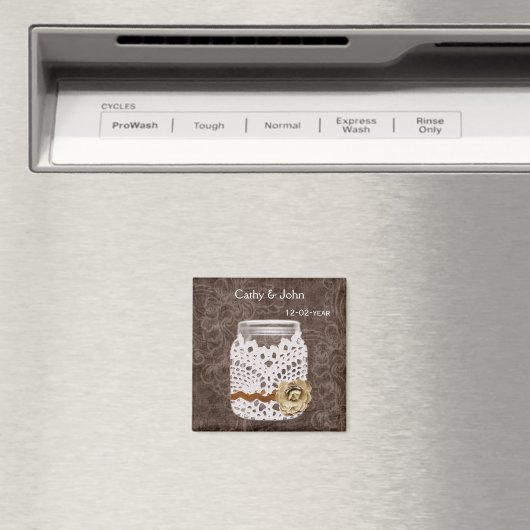 Rustic Lace Wrapped Mason Jar Wedding Magneet (Insitu (Vaatwasser))