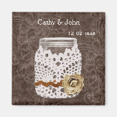 Rustic Lace Wrapped Mason Jar Wedding Magneet (Voorkant)