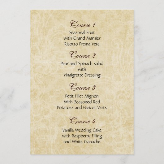 Rustic Lace Wrapped Mason Jar Wedding Menu (Achterkant)