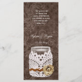Rustic Lace Wrapped Mason Jar Wedding Programmakaart (Achterkant)