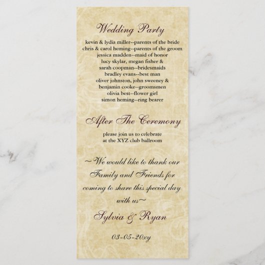 Rustic Lace Wrapped Mason Jar Wedding Programmakaart (Achterkant)