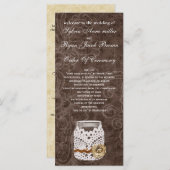 Rustic Lace Wrapped Mason Jar Wedding Programmakaart (Voorkant / Achterkant)