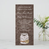 Rustic Lace Wrapped Mason Jar Wedding Programmakaart (Staand voorkant)