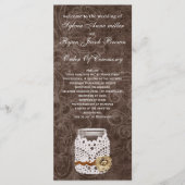 Rustic Lace Wrapped Mason Jar Wedding Programmakaart (Voorkant)