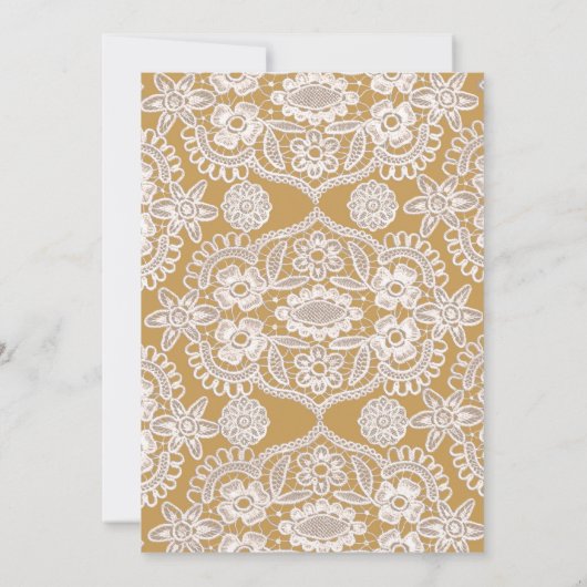 Rustic Lace Yellow Wedding Invitations Kaart (Achterkant)
