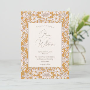 Rustic Lace Yellow Wedding Invitations Kaart