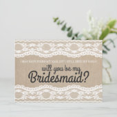Rustic Lace... zal jij mijn Bridesmaid uitnodiging (Staand voorkant)