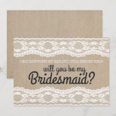 Rustic Lace... zal jij mijn Bridesmaid uitnodiging (Voorkant / Achterkant)