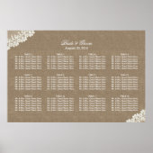Rustic Laced Corner Burlap Wedding Seating Chart Poster (Voorkant)